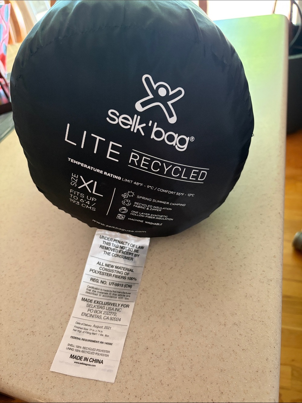 Selk'bag LITE Recycled Sleeping Bag - Black XL